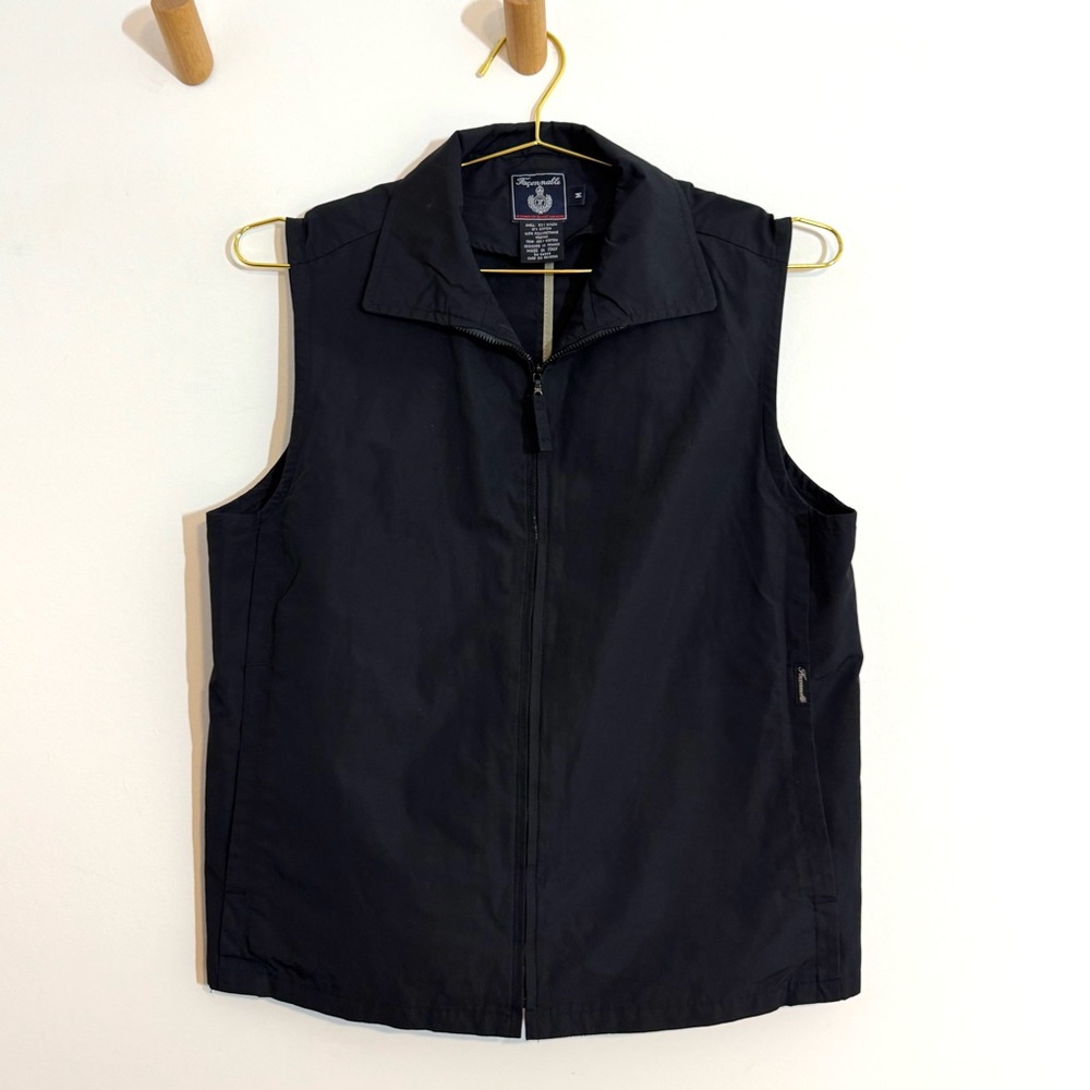 Faconnable Black Zip-Up Collared Vest Golf Preppy Minimalist Luxury Men’s Medium